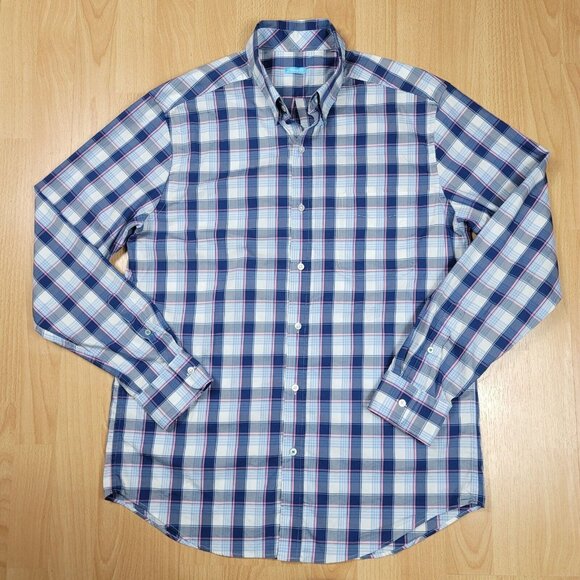J. Mclaughlin Shirt‎ Men's Size Medium Stretch Dress Plaid Long Sleeve Button - Picture 2 of 7